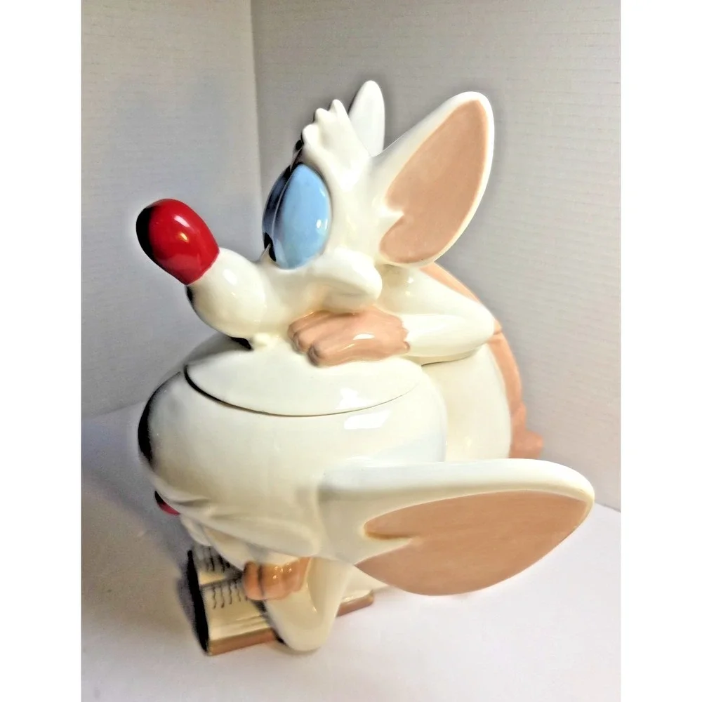 Warner Bros. Studio Store Pinky and the Brain Ceramic Cookie Jar, Lid, 1997